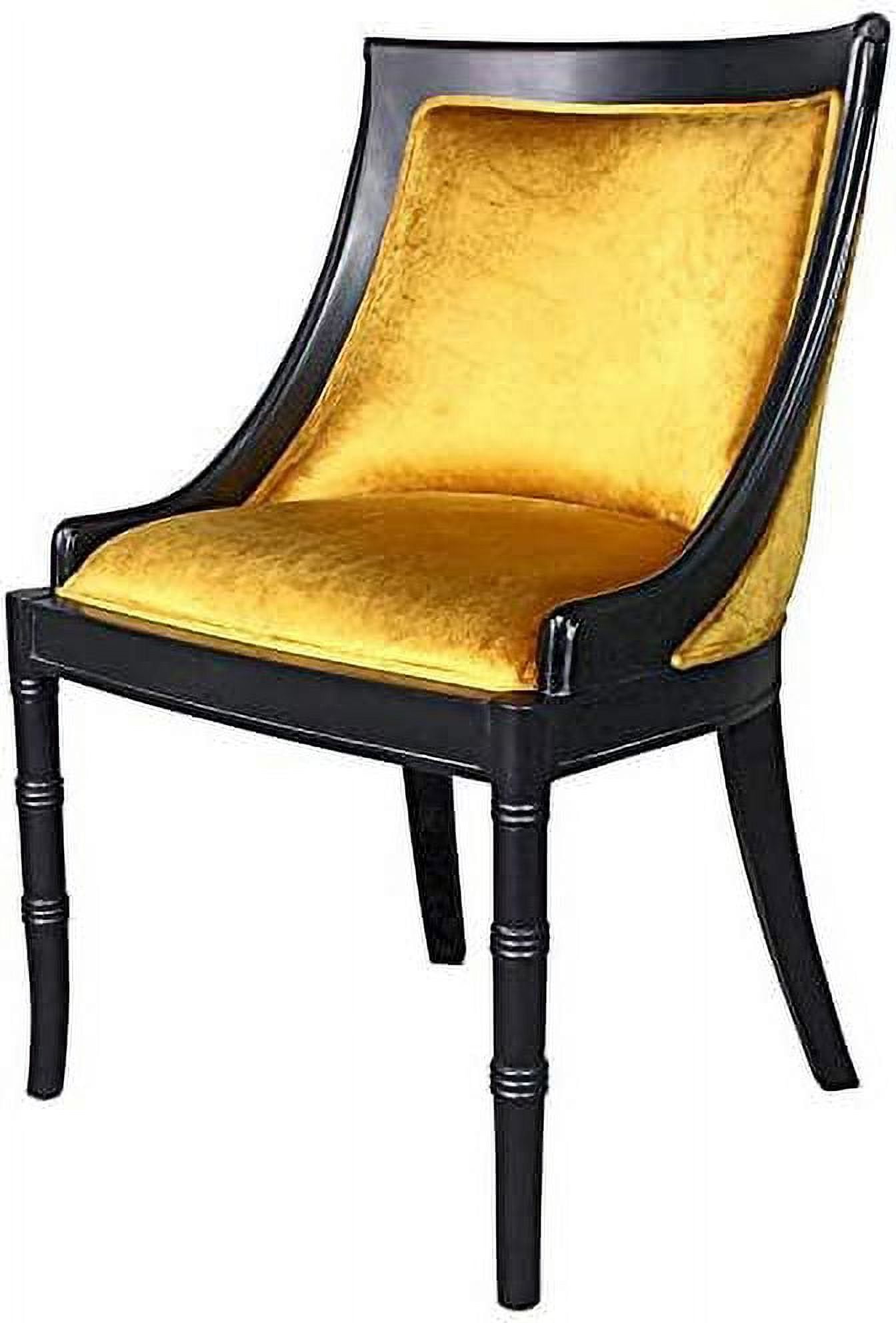 Emperor Caesar Black Mahogany Side Chair with Gold Upholstery