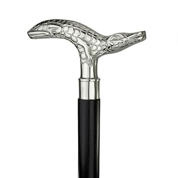 Design Toscano Empress Collection: Gliding Gator Solid Hardwood Walking Stick