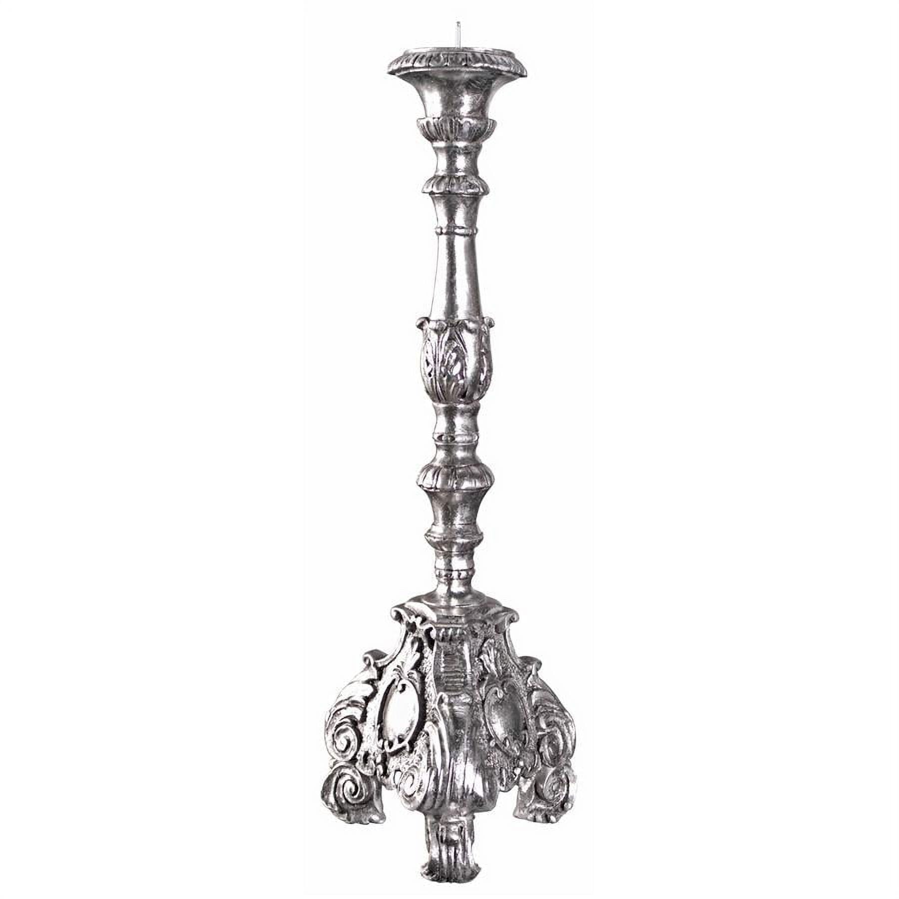 Medium Antique Bronze Resin Scroll-Footed Candlestick