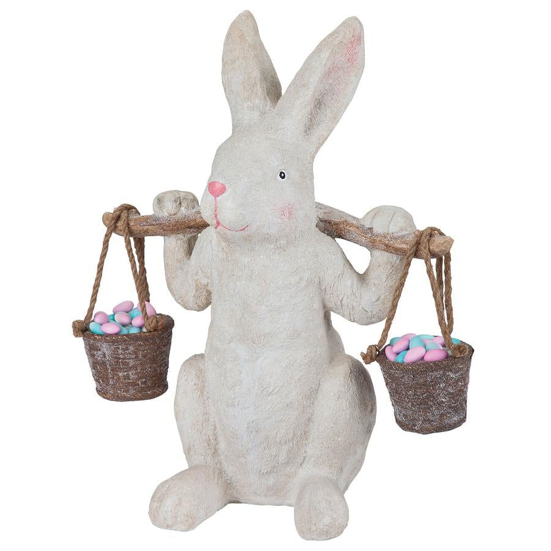 Ezekiel Rabbit Resin Spring Bunny Statue with Removable Buckets