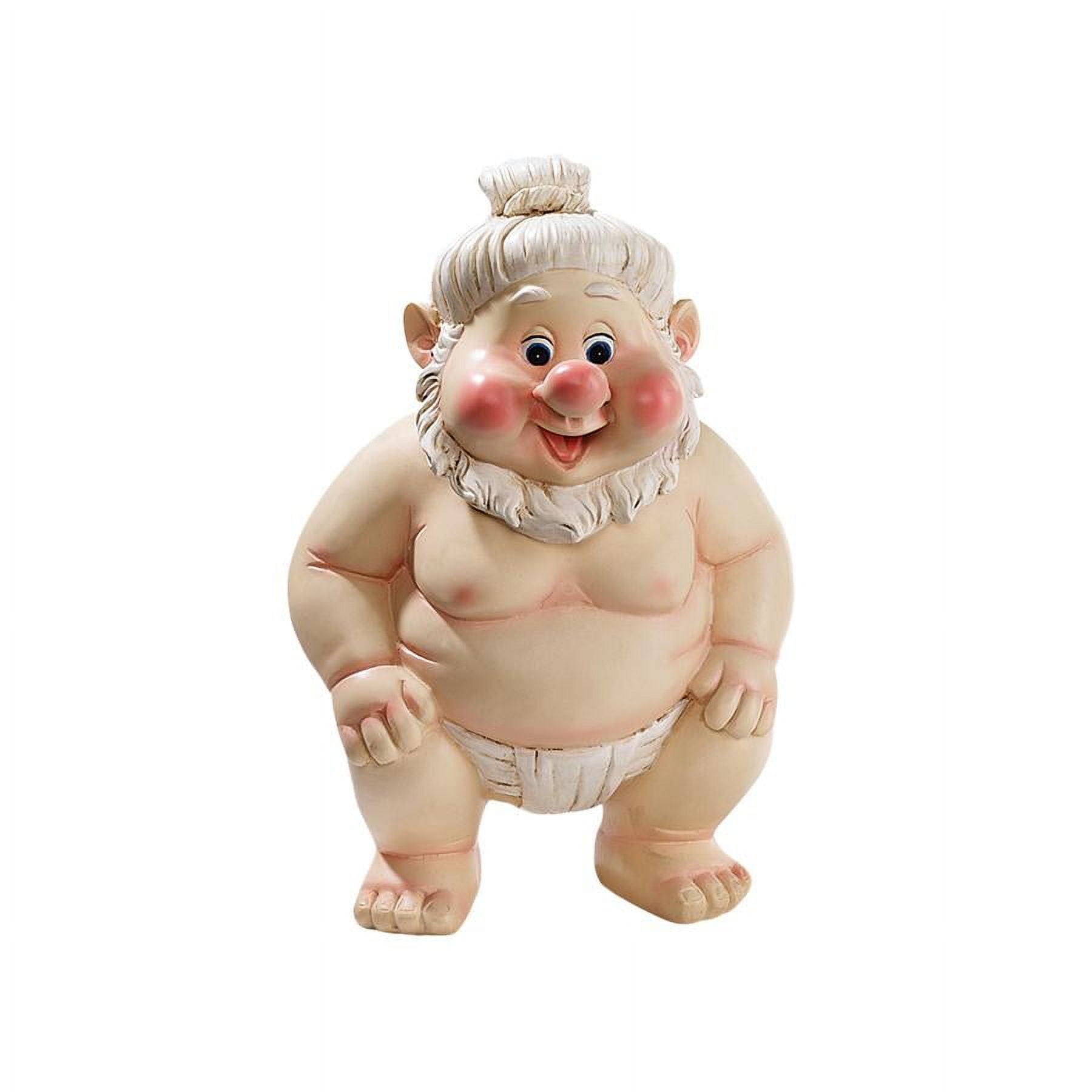10" Beige Resin Sumo Gnome Garden Statue