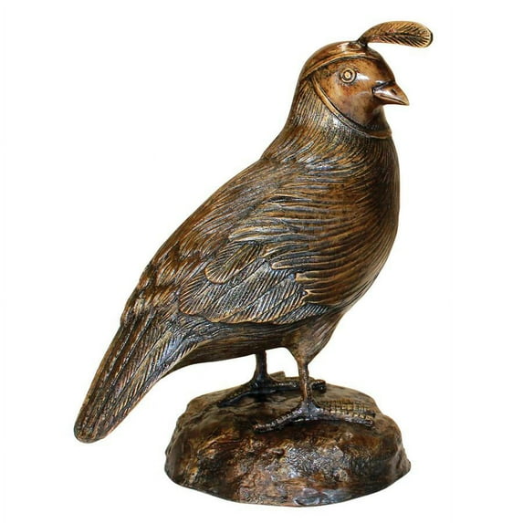 Design Toscano Female California Quail Solid Cast Bronze Garden Statue