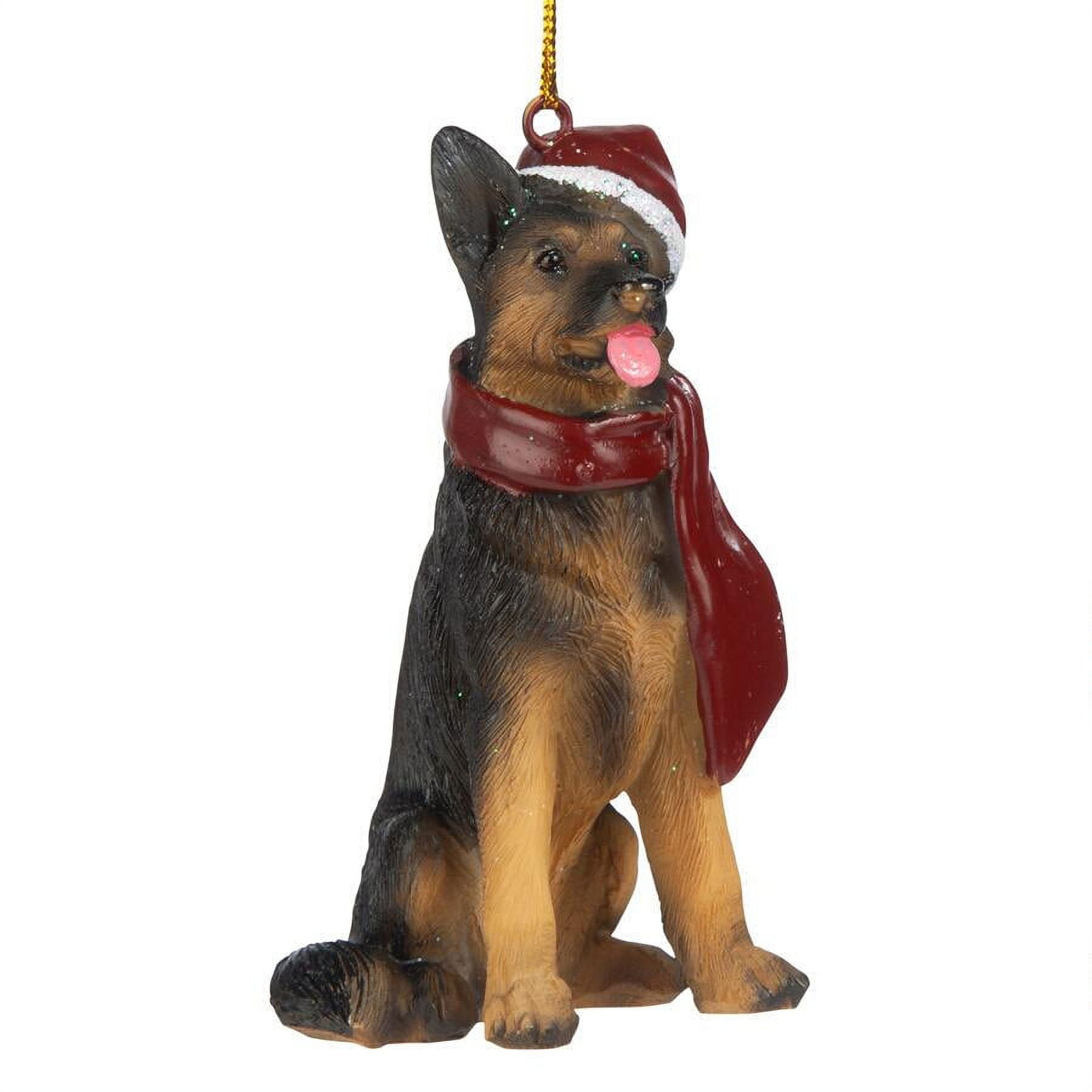 Festive German Shepherd Resin Holiday Ornament with Santa Hat