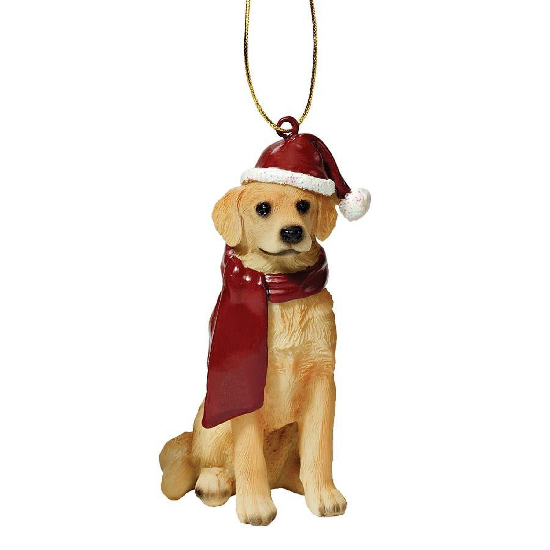 Festive Golden Retriever Resin Holiday Ornament with Santa Hat