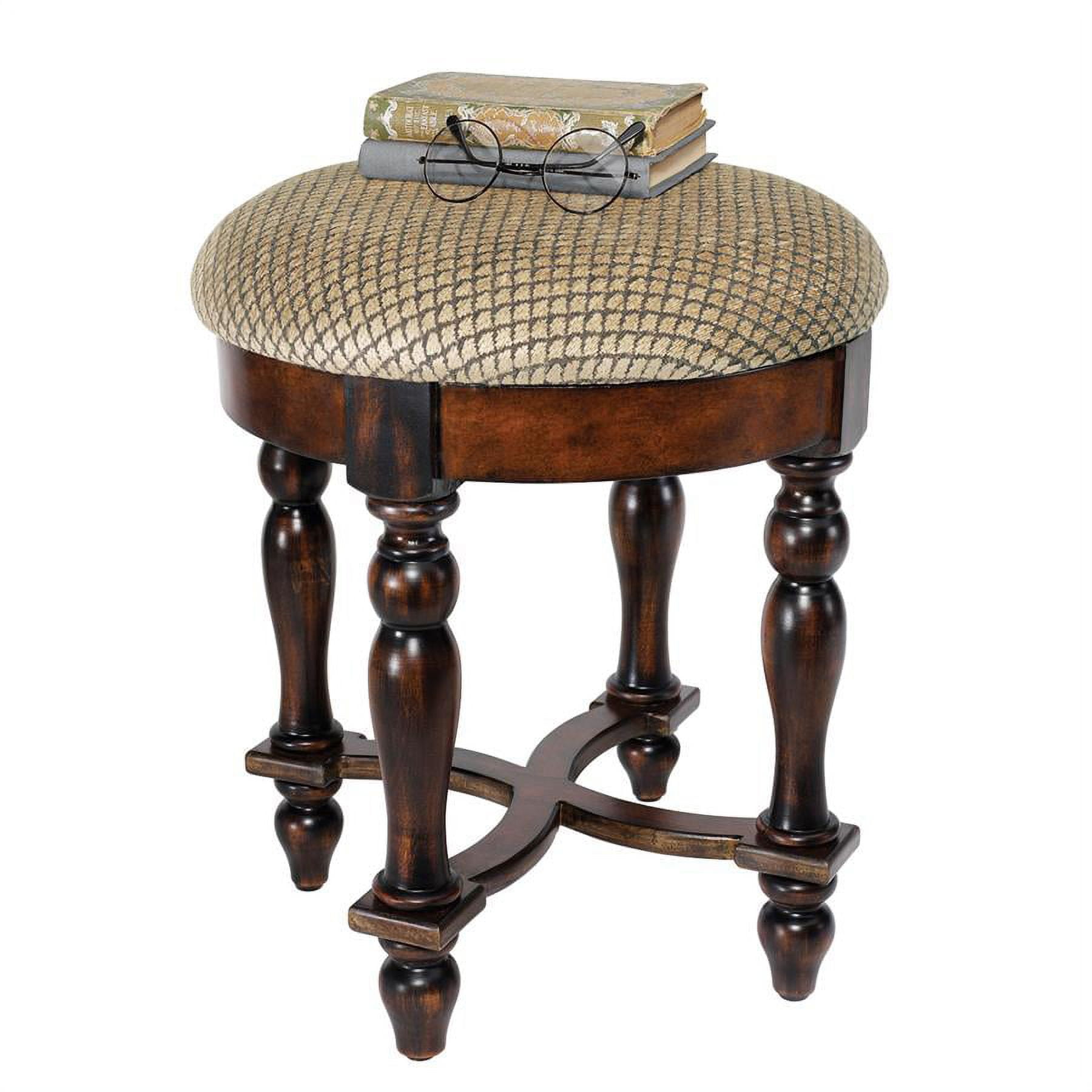 Grand Duchess Walnut and Black Solid Wood Accent Stool