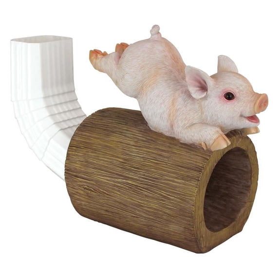 Design Toscano Hog Wild Pouncing Pig Gutter Guardian Downspout Statue
