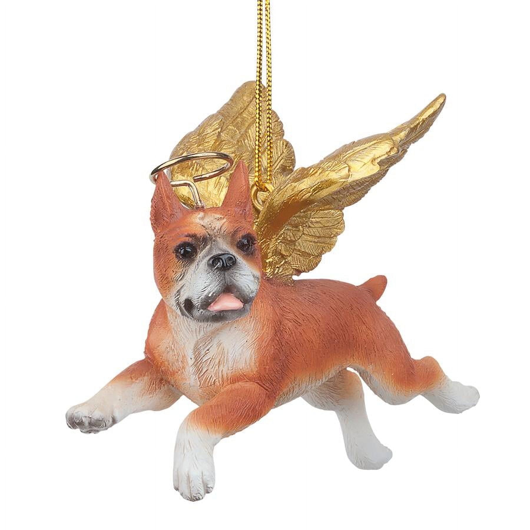 Boxer Dog Angel Ornament with Golden Wings