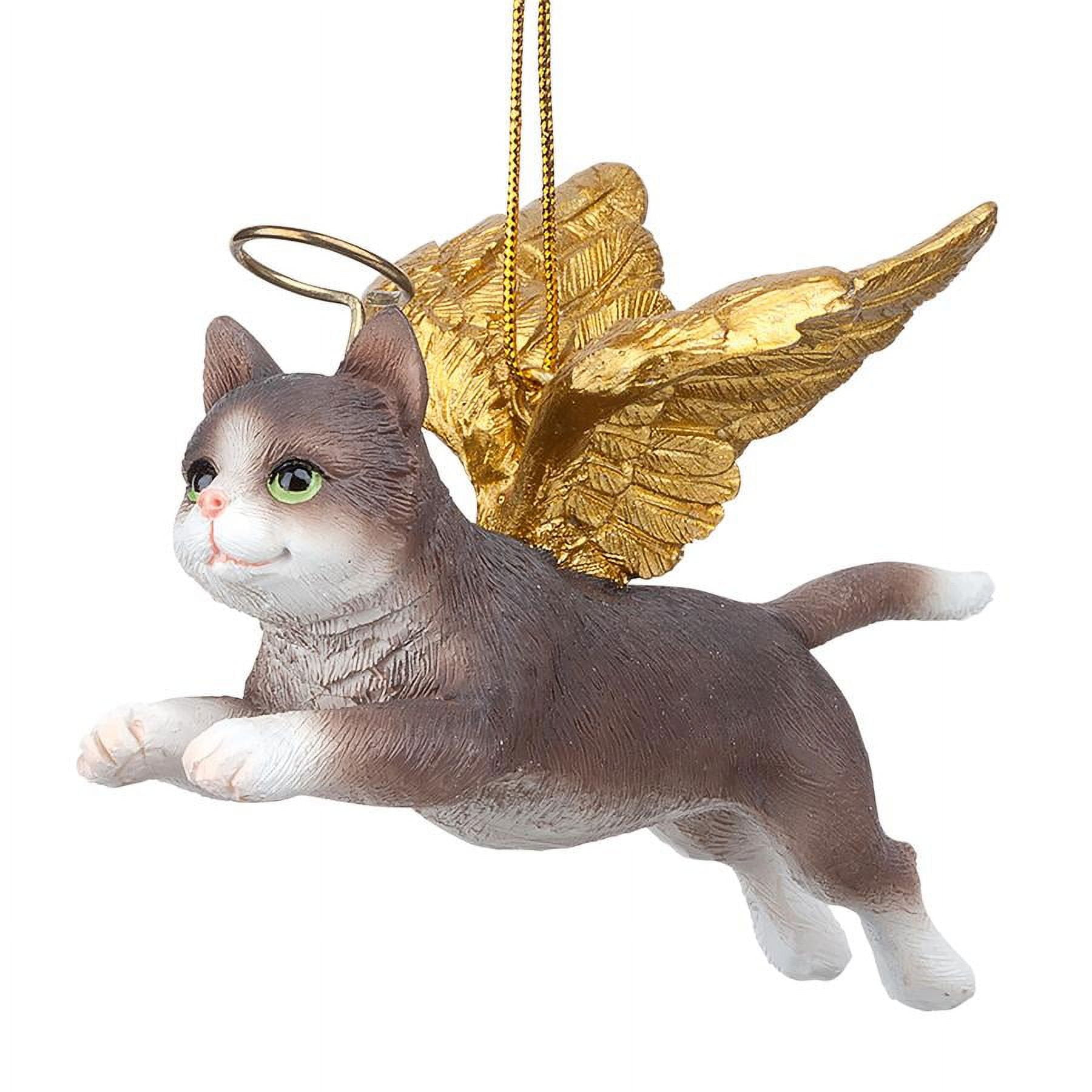 Design Toscano Honor the Feline: Grey Tabby Holiday Cat Angel Ornament