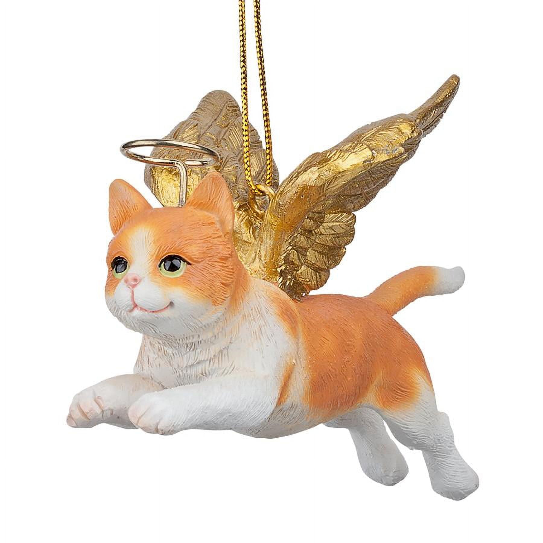 Orange Tabby Cat Angel Resin Holiday Ornament