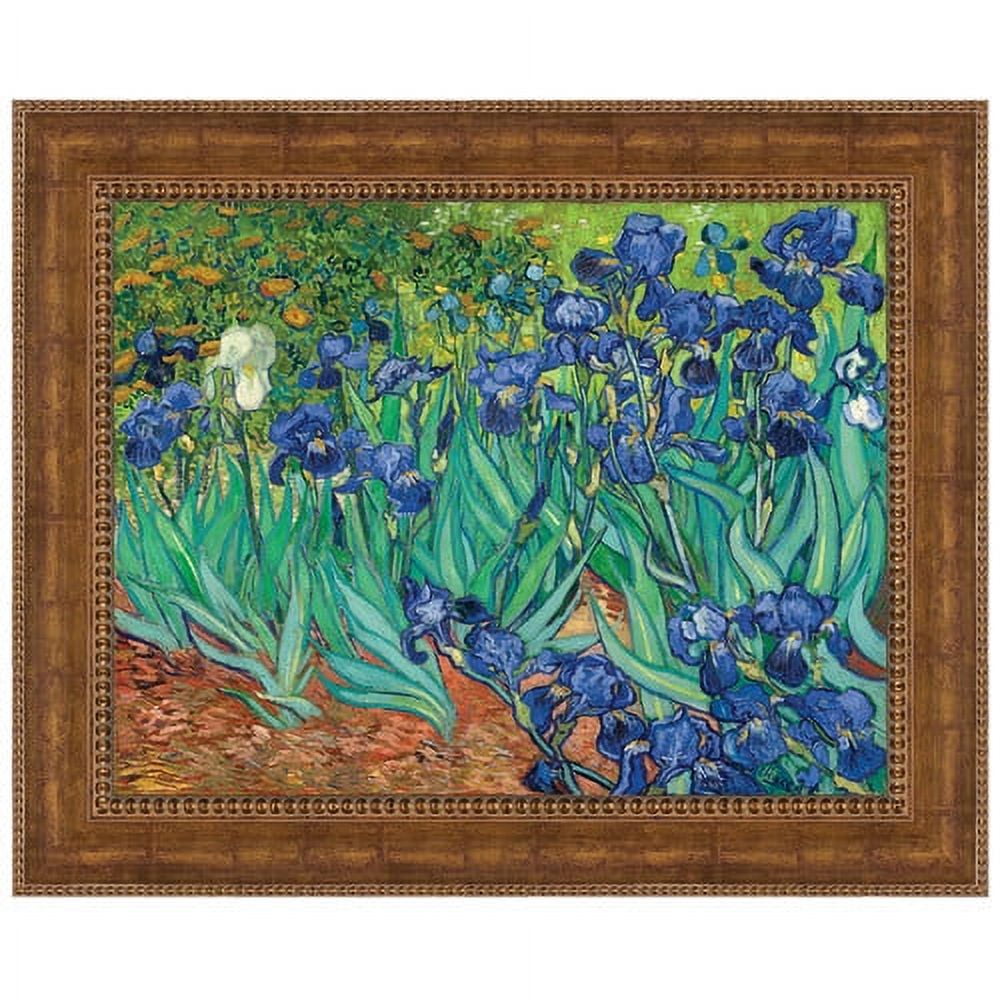 Grande Framed Irises Canvas Painting with Gold-Toned Frame
