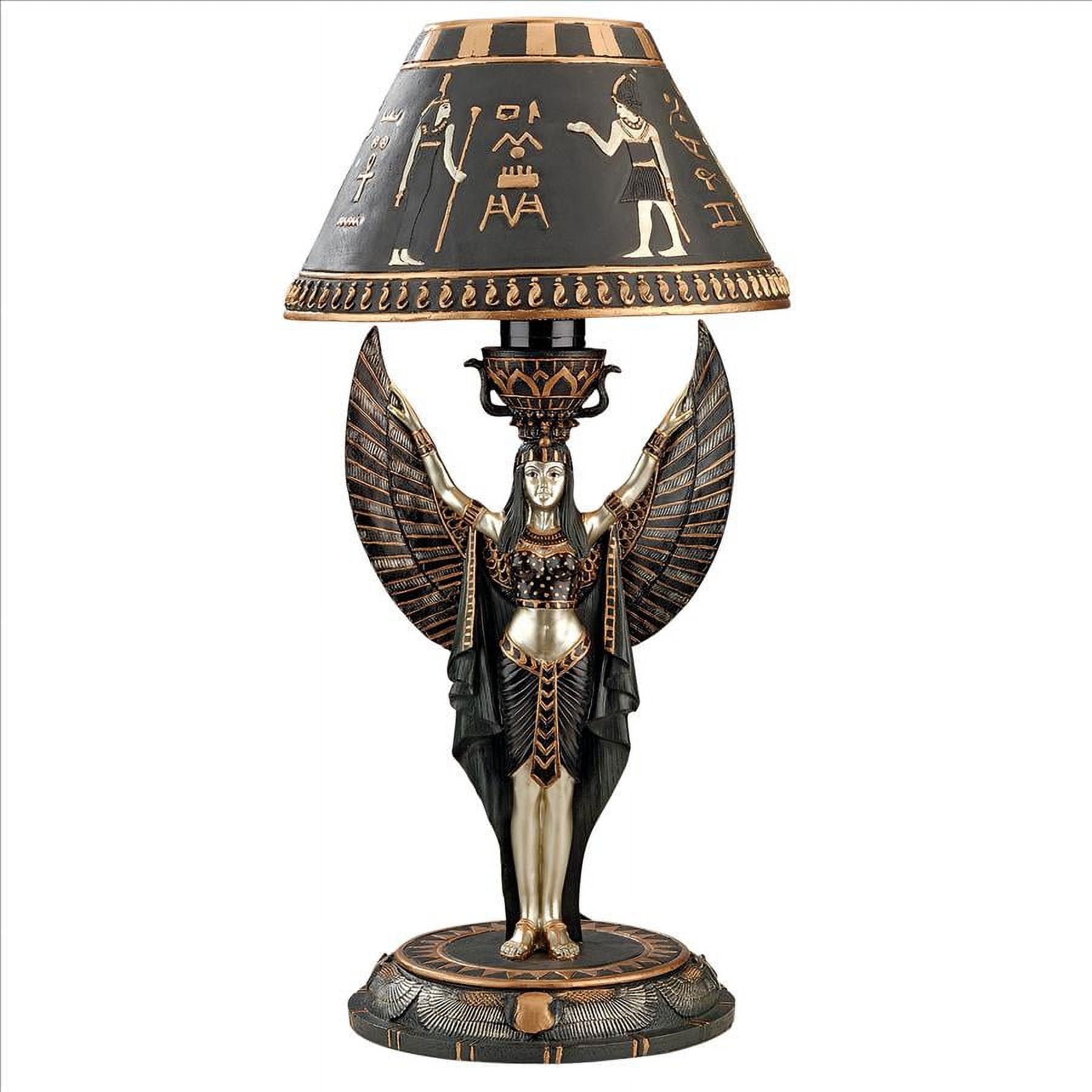 Isis Egyptian Revival Black and Gold Sculptural Table Lamp