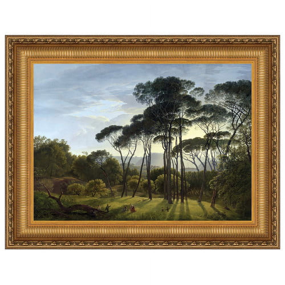 Grande Framed Landscape Painting on Canvas with Gold-Toned Frame