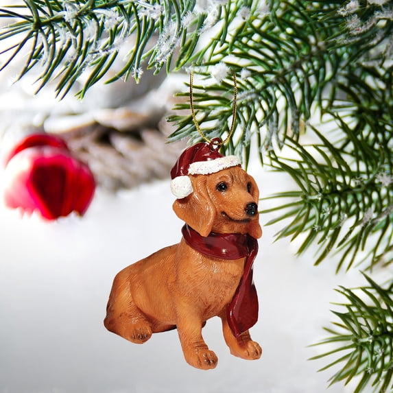 Design Toscano JH576308 Christmas Xmas Dachshund Holiday Dog Ornaments, full color