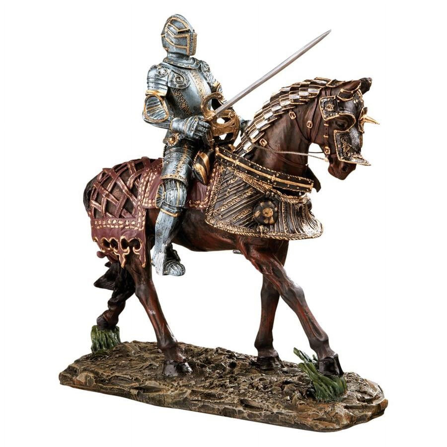 14" Red and Gold Resin Knight Statue with Horse
