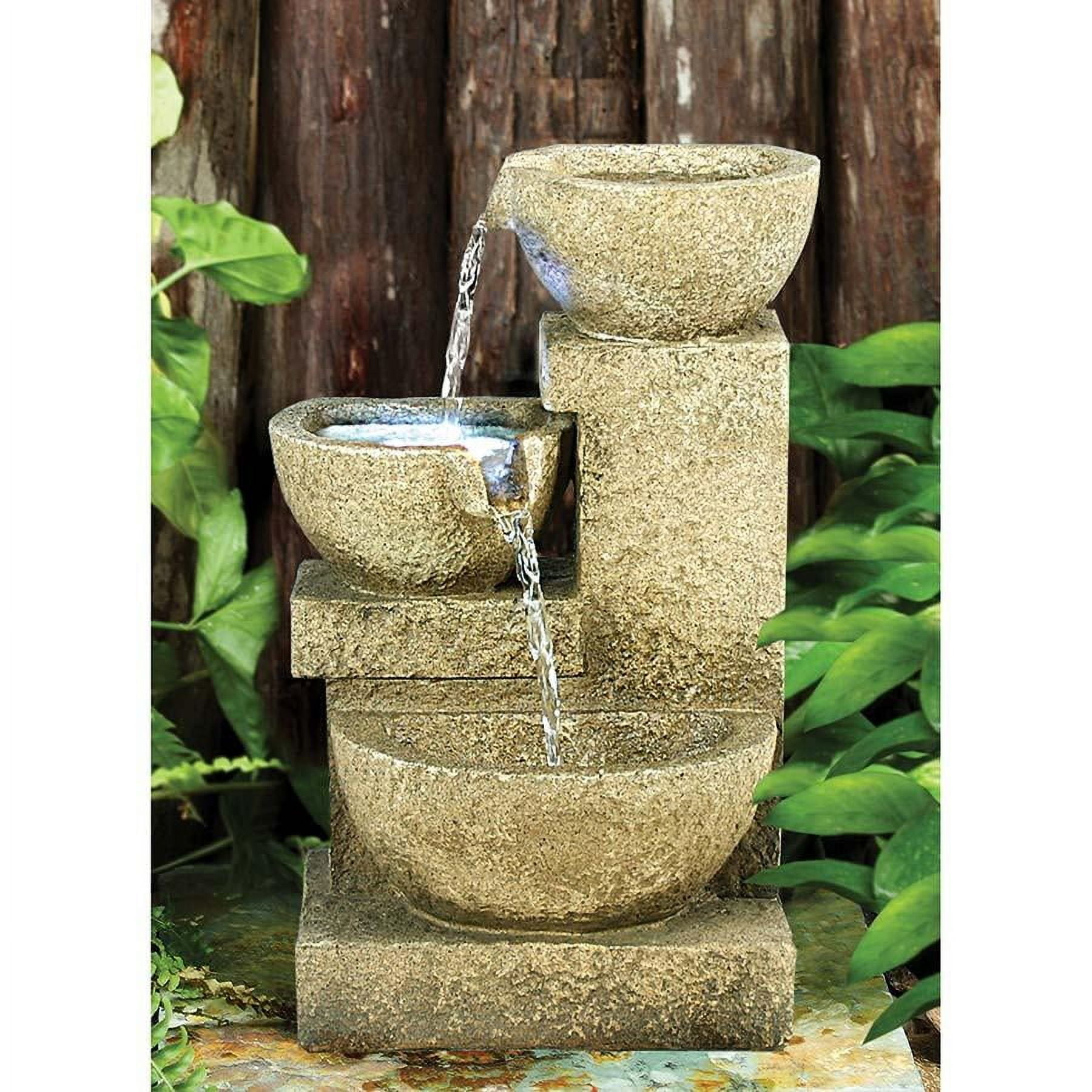 Villa Fortino Cascading Brown Resin Garden Fountain with LED Lights