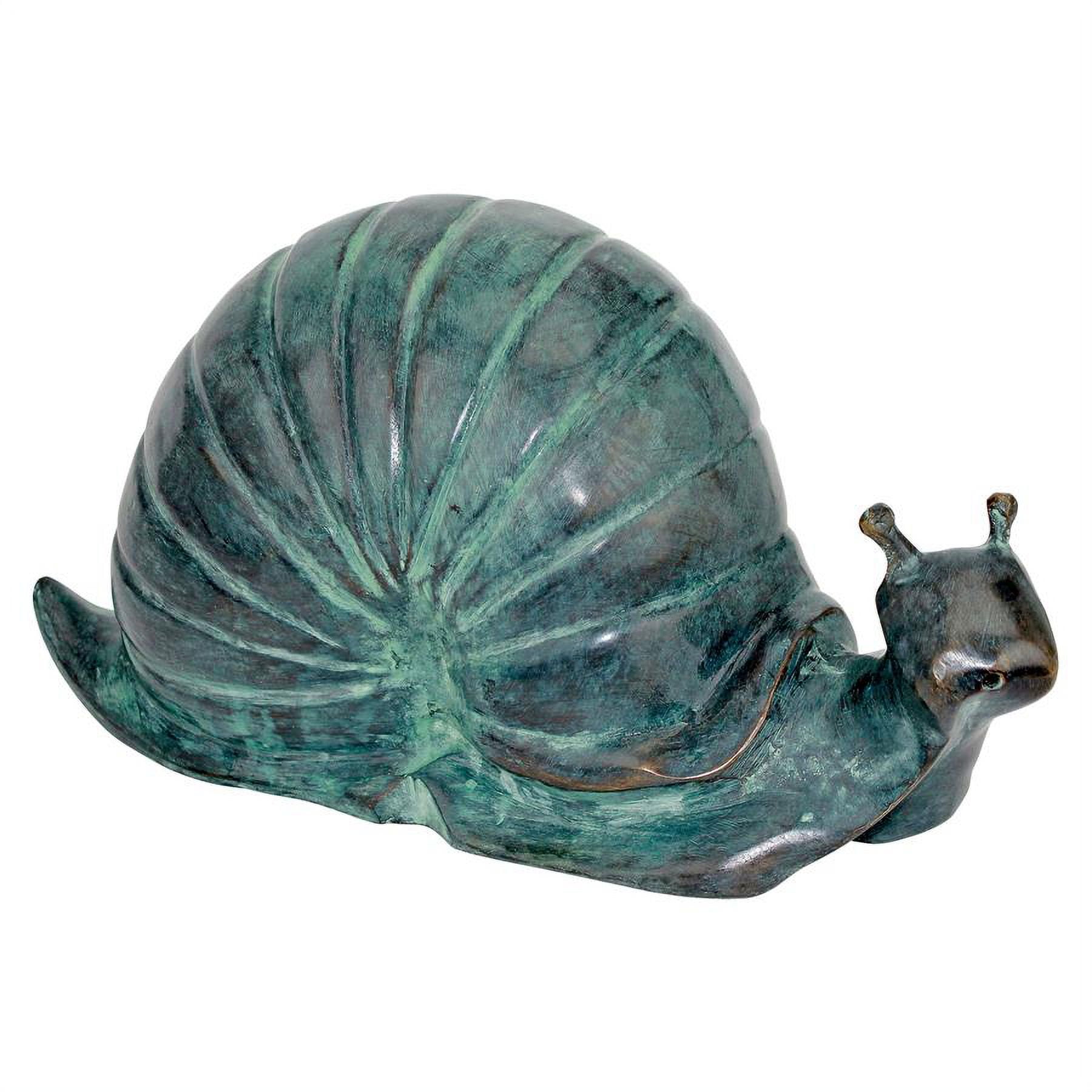 Large Bronze Snail Garden Statue with Emerald Patina