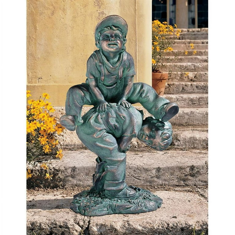 Design Toscano Outdoor Leap Froggin Playing Boys Garden Statue