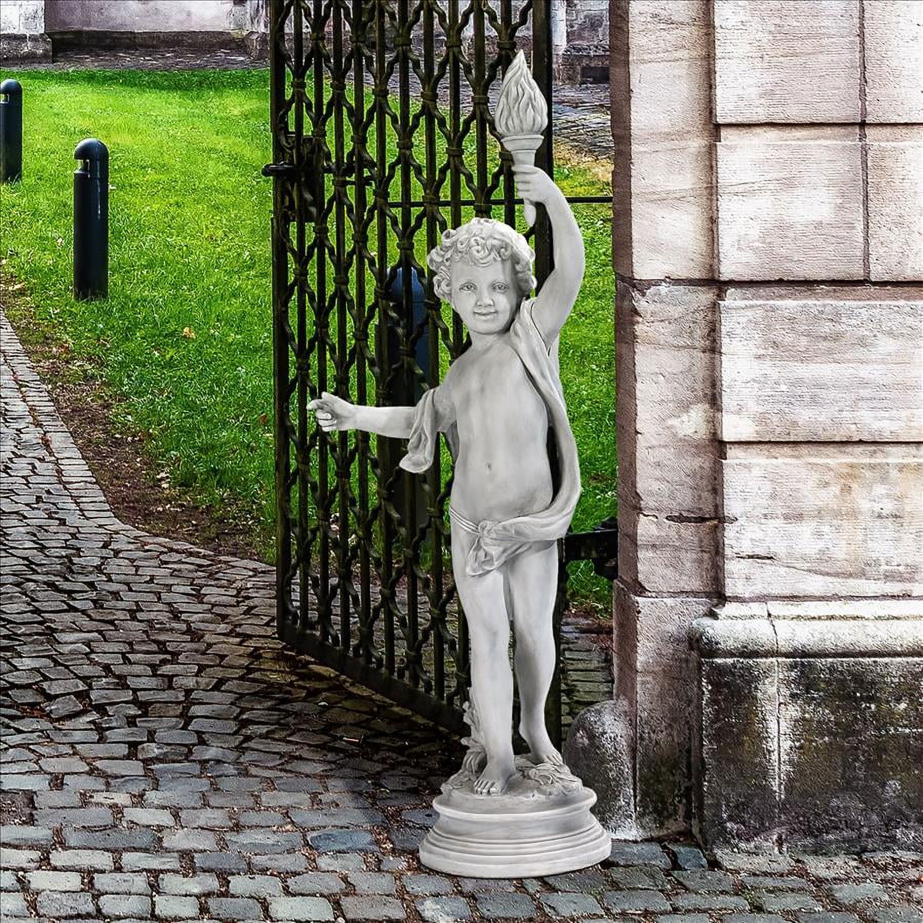 Sentinel Statue Rit Design Toscano Lighting the Heavens Grande cherub Sentinel Statue: Left ...