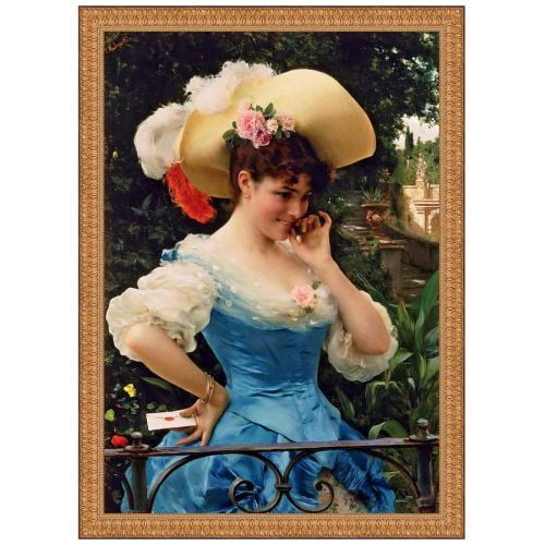 Medium Antique Gold-Toned Framed Canvas Painting