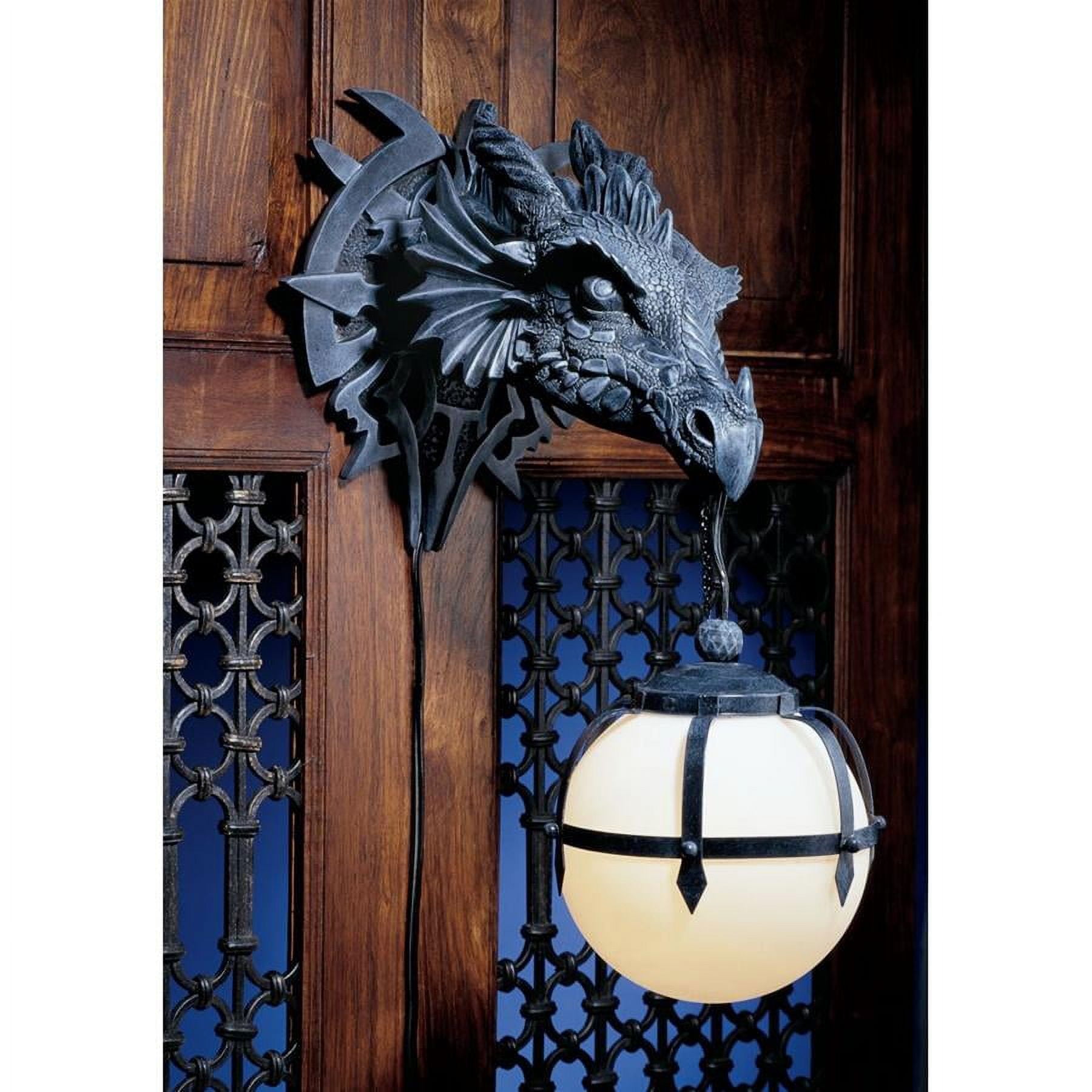 Greystone Dragon Resin Plug-In Wall Sconce with Glass Orb