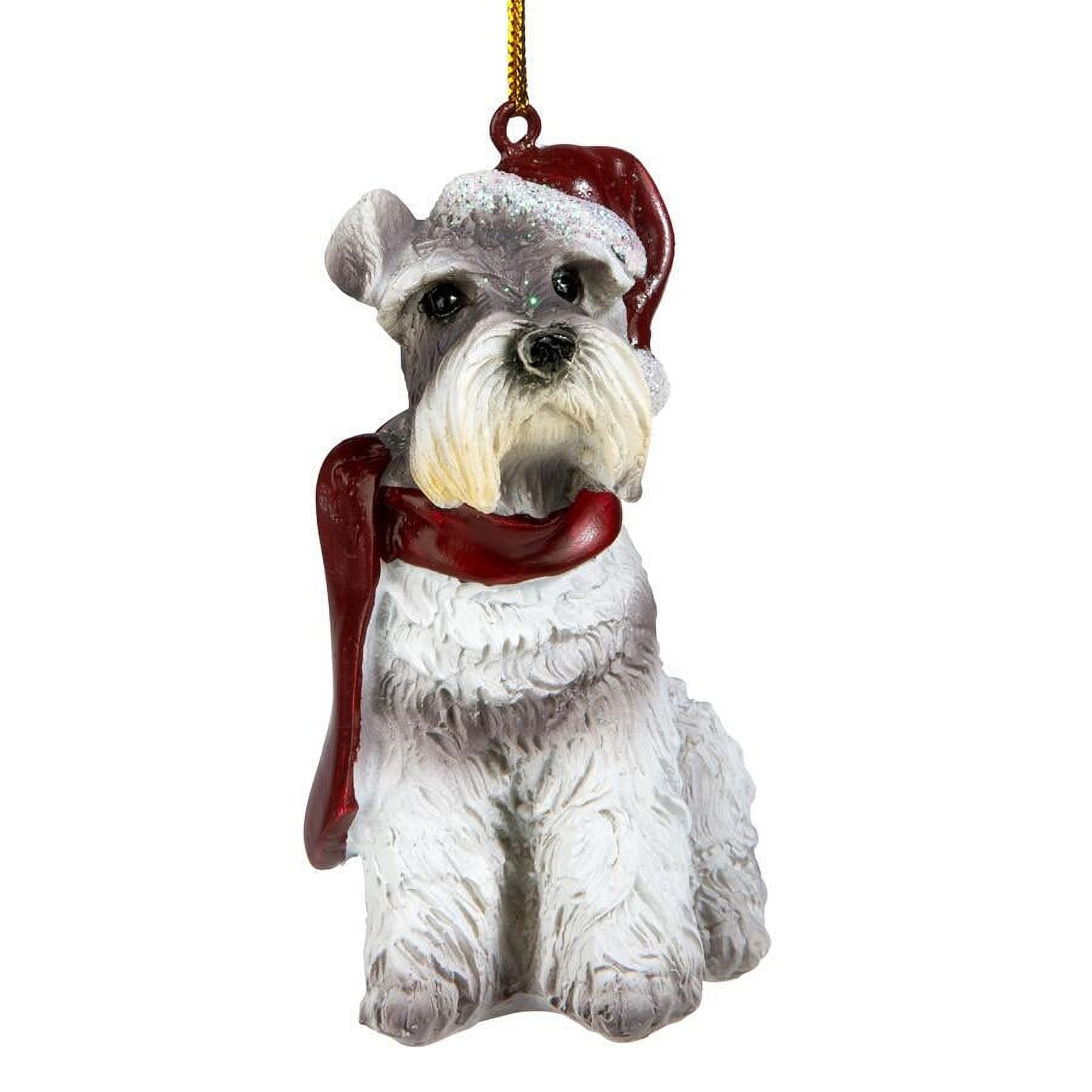 Festive Miniature Schnauzer Holiday Dog Ornament in Resin