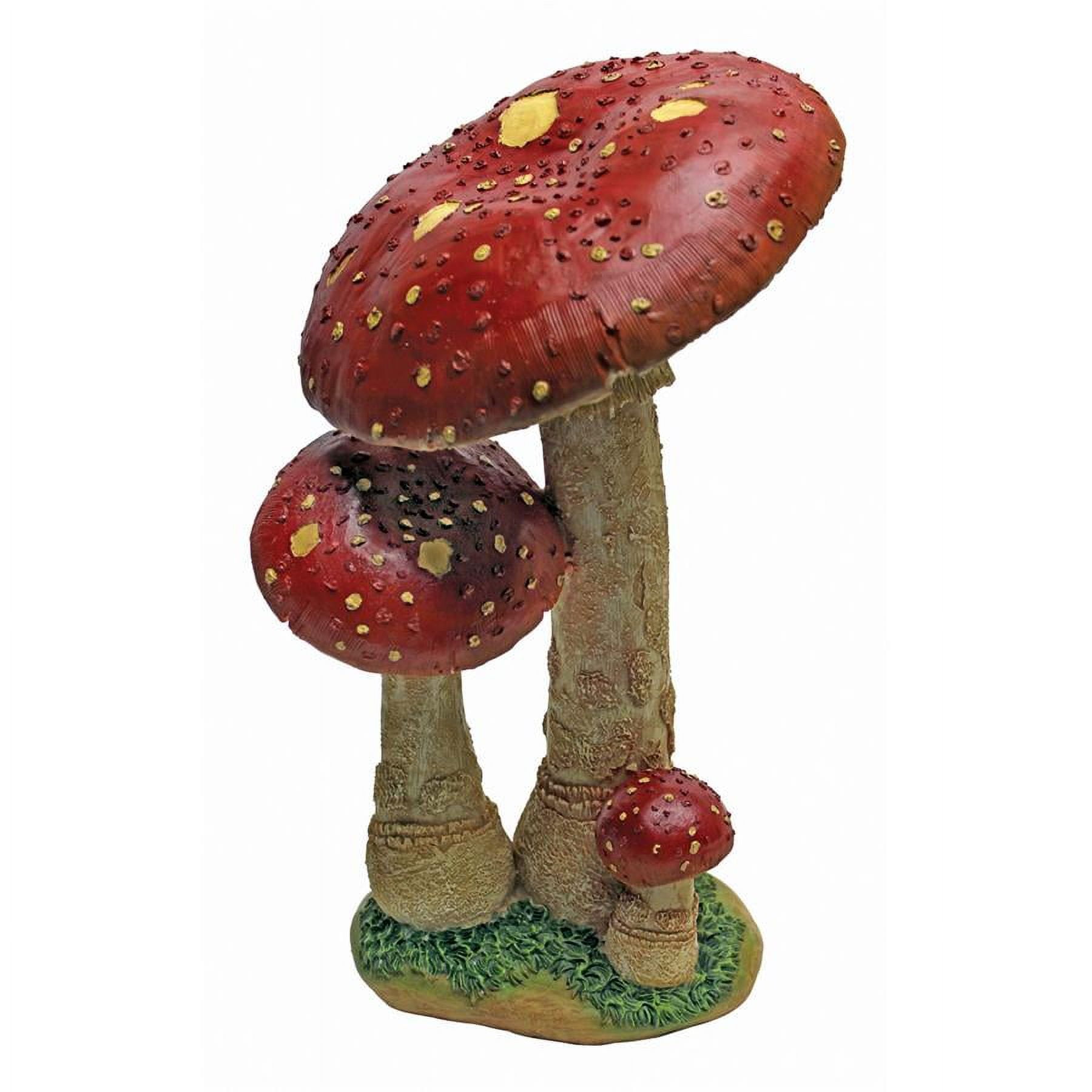 Mystic Forest Red and Tan Resin Mushroom Statue