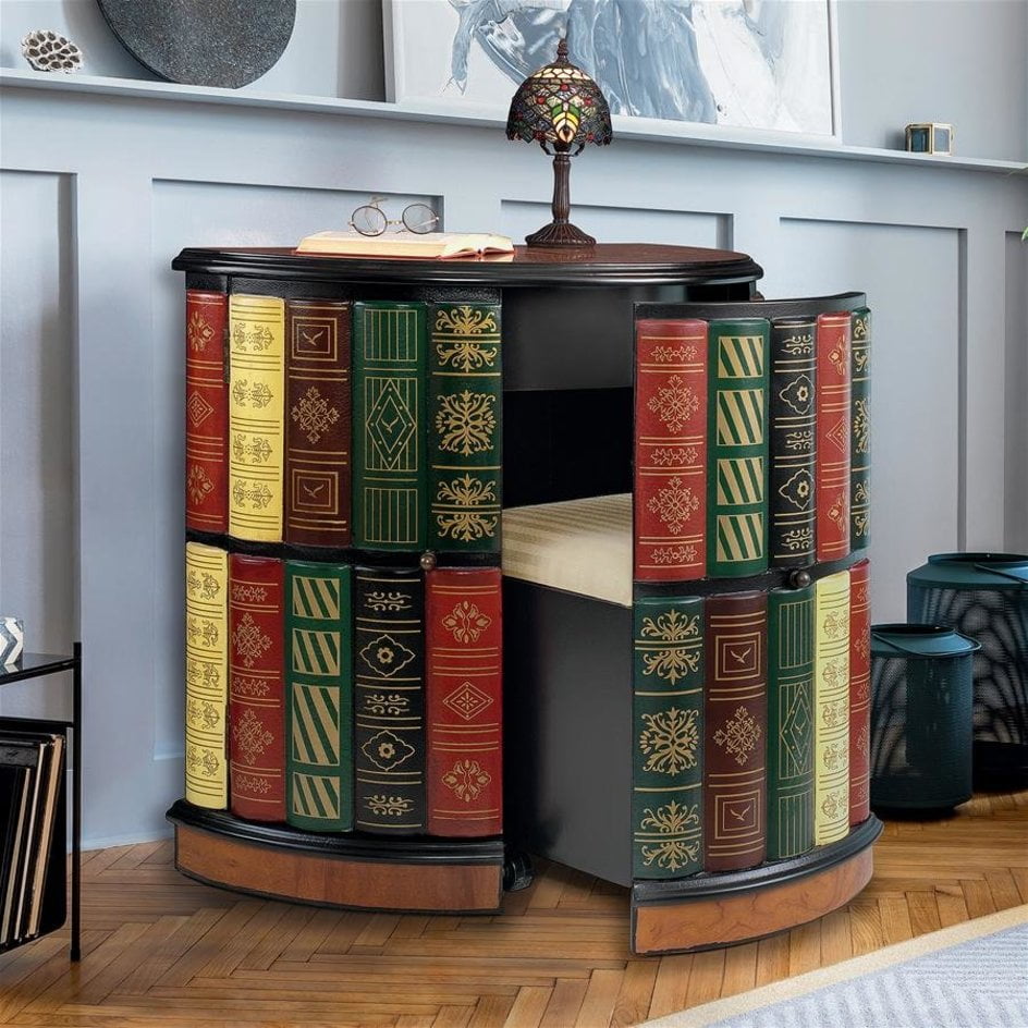Nettlestone Multi-Colored Faux Book Library Console Desk with Drawer
