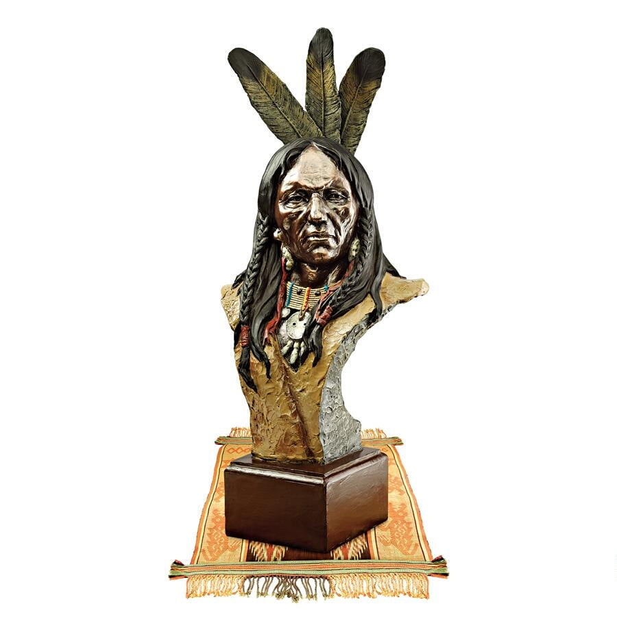 Hand-Painted Resin Native American Chief Bust Sculpture