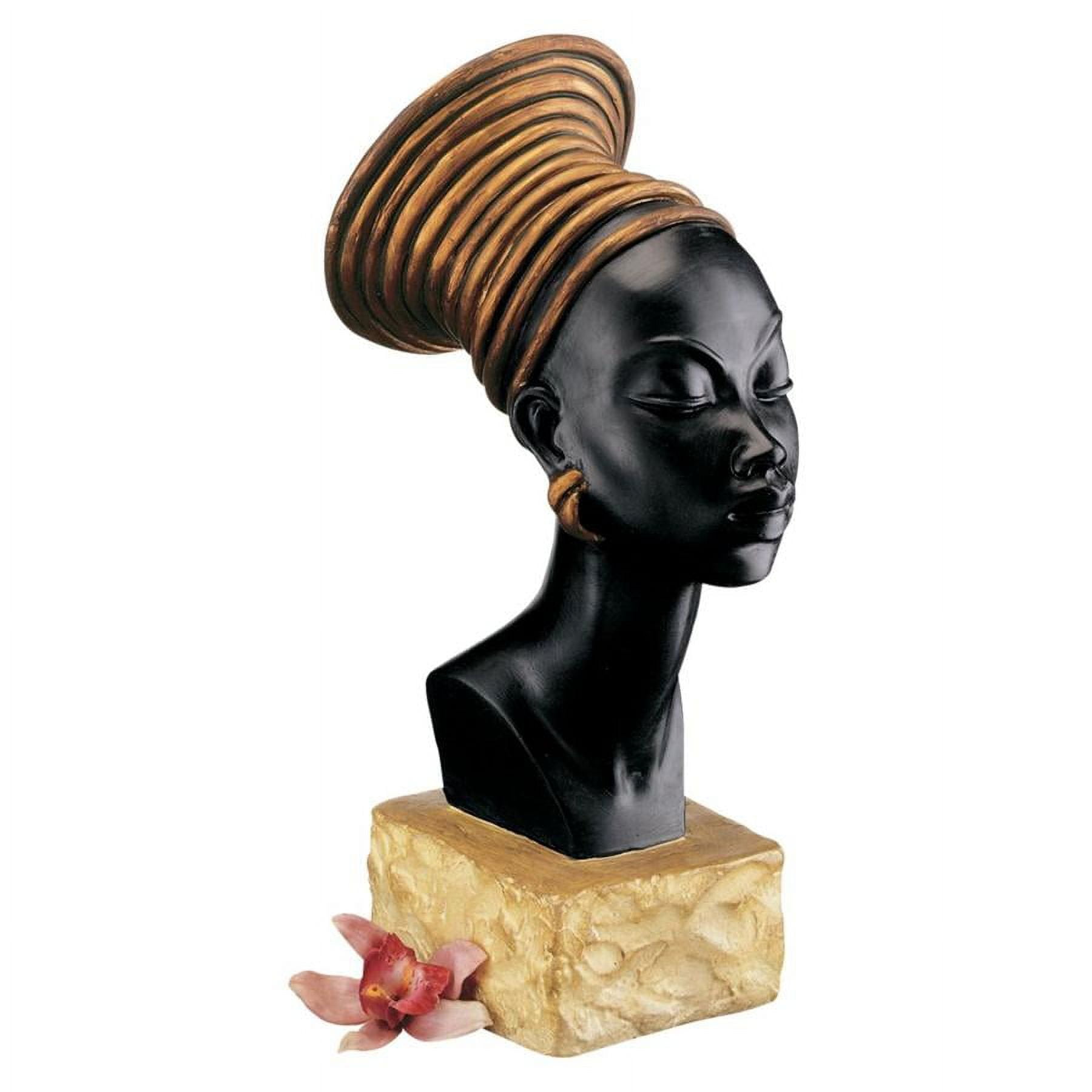 Regal Black and Gold Nubian Queen Resin Bust Statue