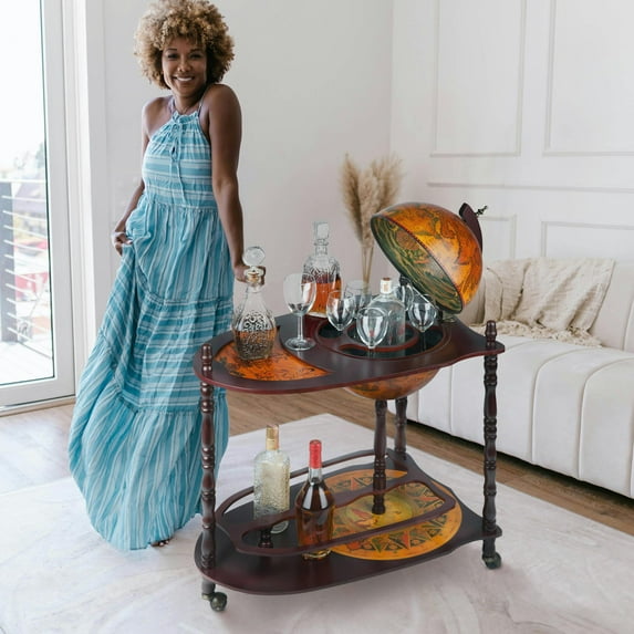 Design Toscano Old World Extended Shelf Italian Replica Globe Bar Cart