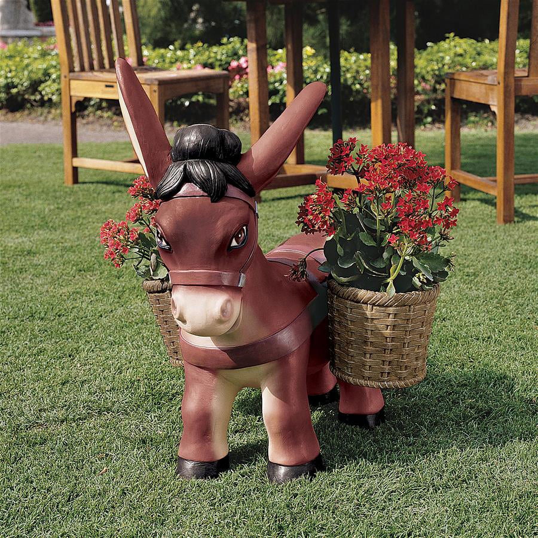 Pancho Earthy Tones Hand-Painted Donkey Resin Planter Statue