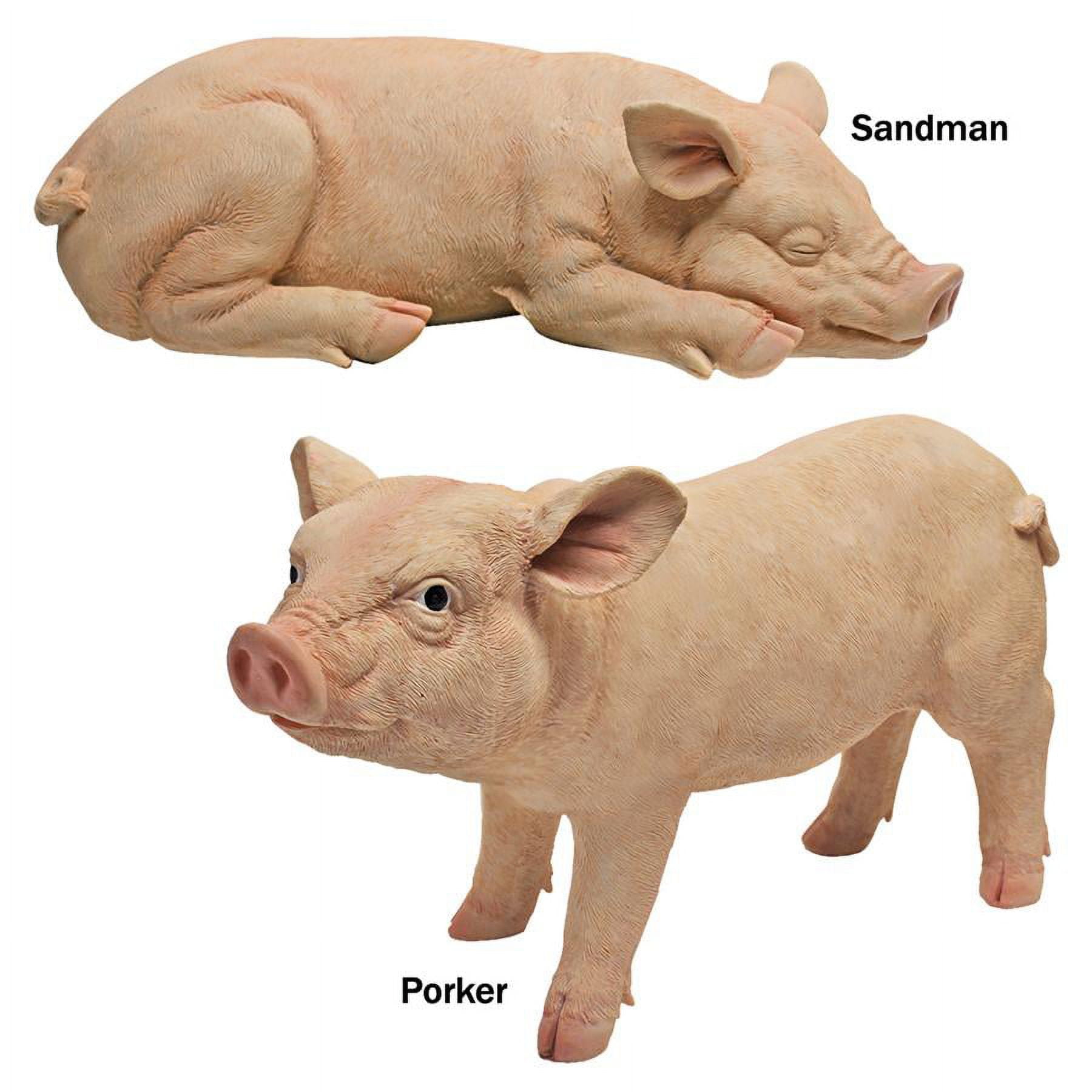 Hand-Painted Resin Pig Garden Statue Set in Beige
