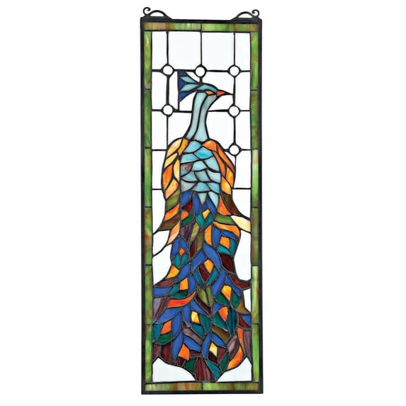 Design Toscano Pleasant Peacock Stained Glass Window