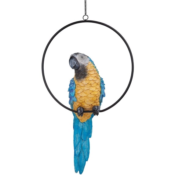 Design Toscano Polly in Paradise Parrot on Ring Perch: Large