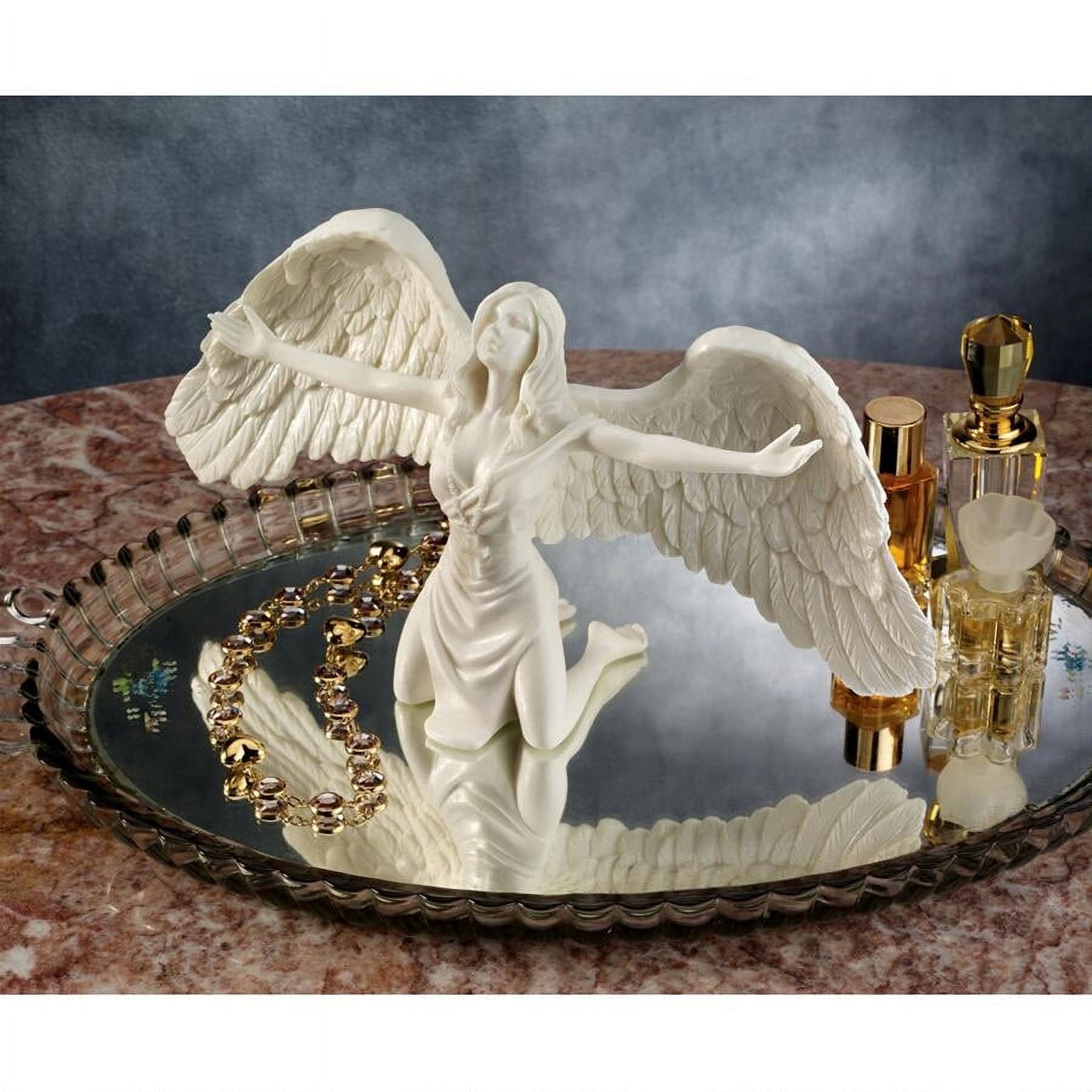 Off-White Resin Angel Statue with 9-Inch Wingspan
