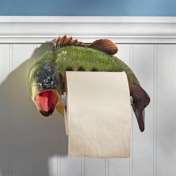 Design Toscano Reeling Trout Bathroom Toilet Paper Holder