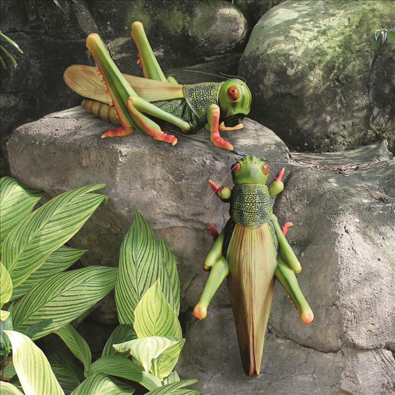 Design Toscano Ricochet the Grasshopper Statue: Set of Two