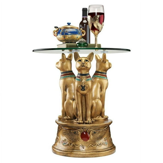 Design Toscano Royal Golden Bastet Egyptian Side Table