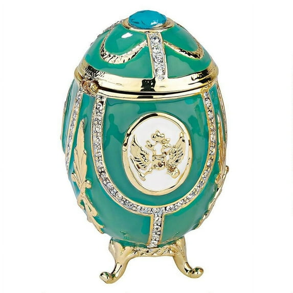 Design Toscano Russian Imperial Eagle Enameled Eggs Collection: Teal Green