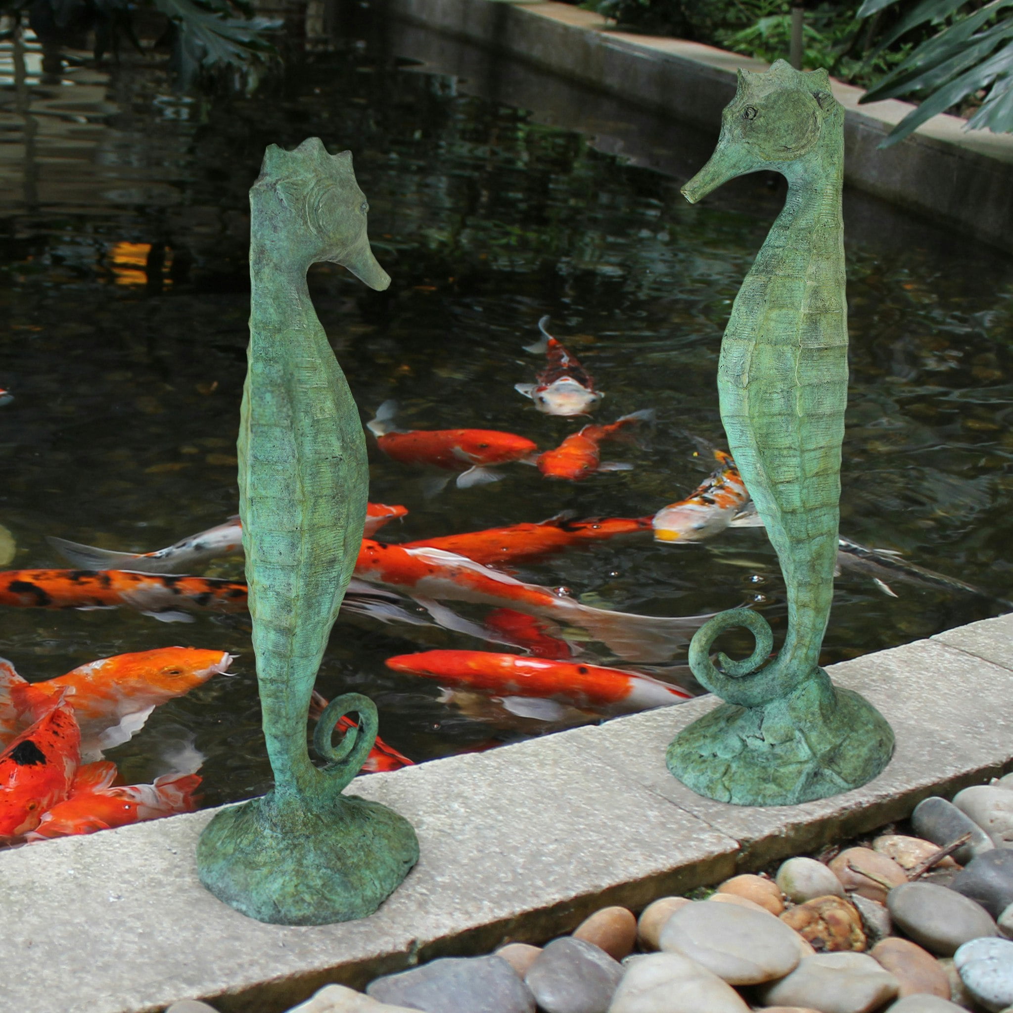 Bronze Seahorse Garden Statue with Hand-Applied Patina