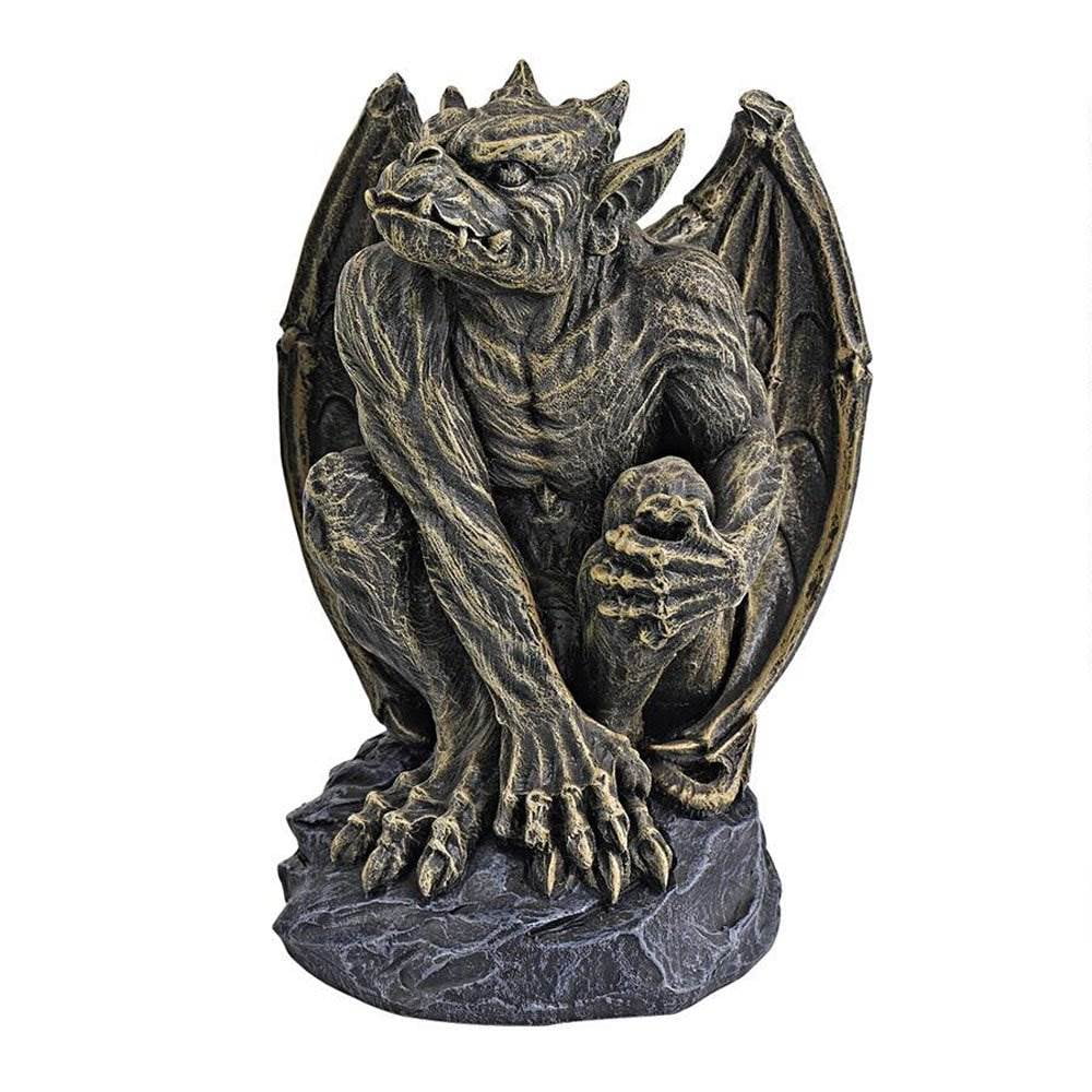 Silas Medium Gray Resin Gothic Gargoyle Sentry Statue