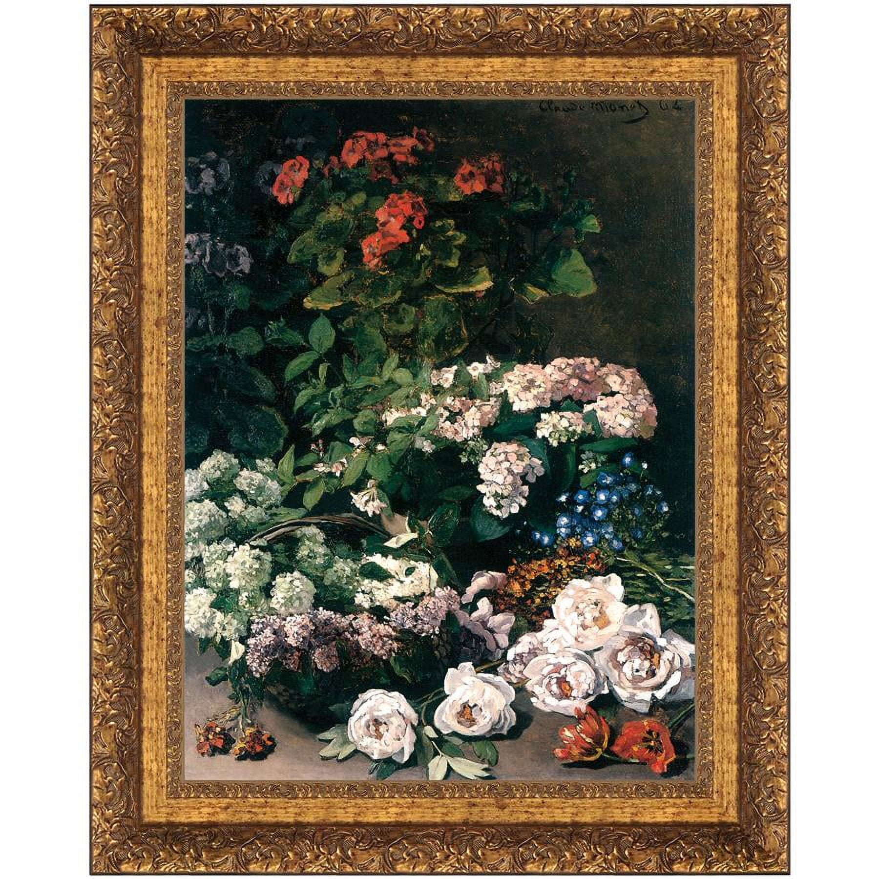 Small Gold Framed Canvas Painting of Spring Flowers
