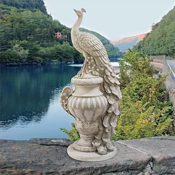 Design Toscano Staverden Castle Peacock on an Urn Garden Statue