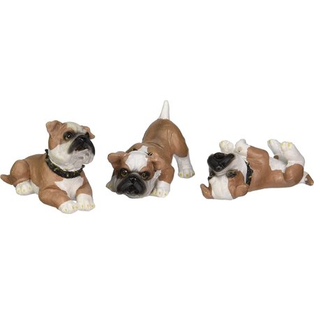 Design Toscano Stop, Drop and Roll British Bulldog Puppy Statues: Set of Three