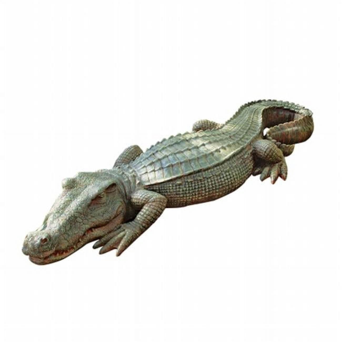 Large Hand-Painted Green Resin Alligator Garden Statue