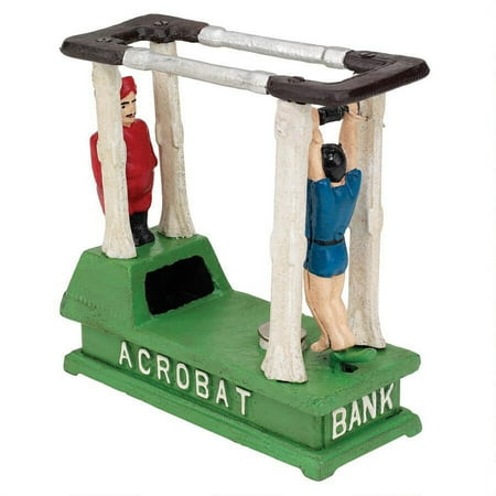 Design Toscano The Acrobat Collectors' Die-Cast Iron Mechanical Coin Bank