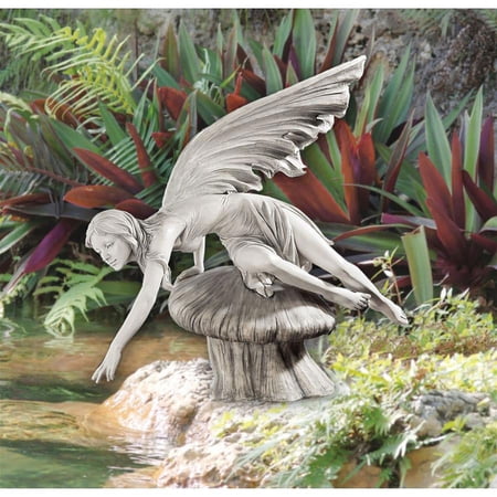 Design Toscano The Daydream Fairy Garden Statue, 18 Inch, Polyresin, Antique Stone