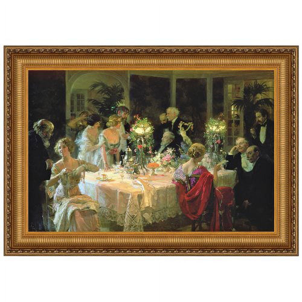 The End of Dinner 1913 Canvas Painting with Gold Frame
