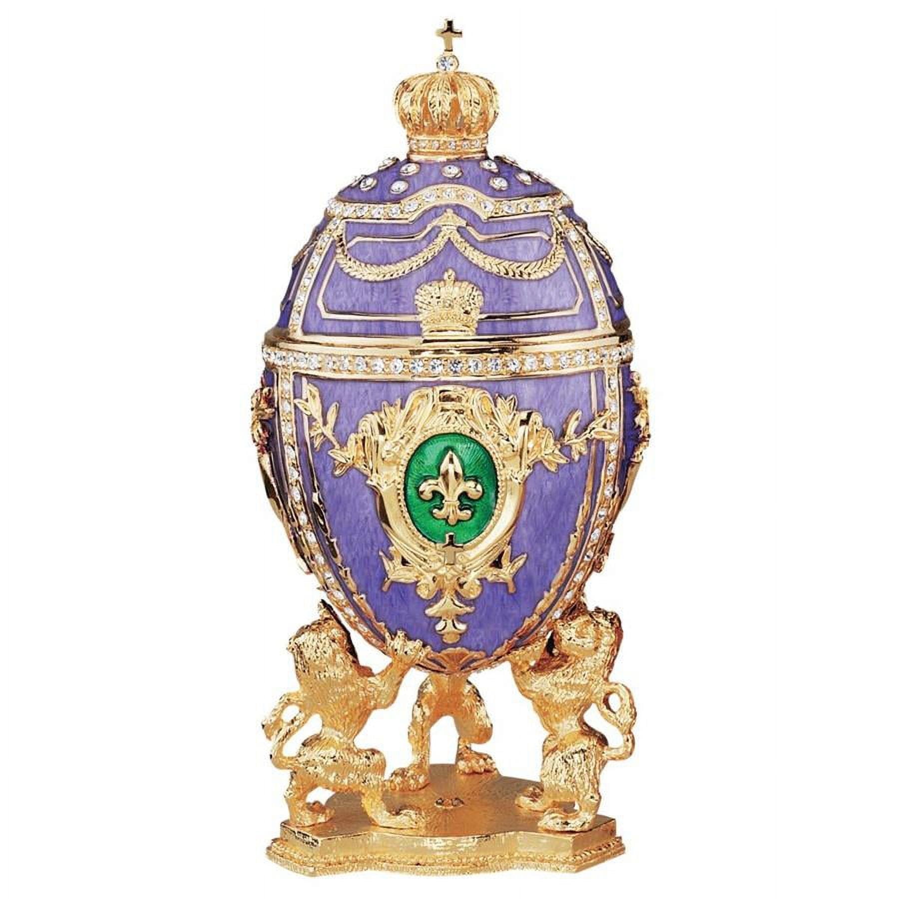 Regal Purple and Gold Pewter Enameled Egg Decorative Box