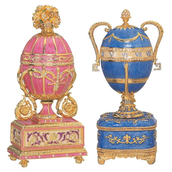 Design Toscano The St. Petersburg Imperial Collection Romanov Style Enameled Eggs: Katrina and Katya